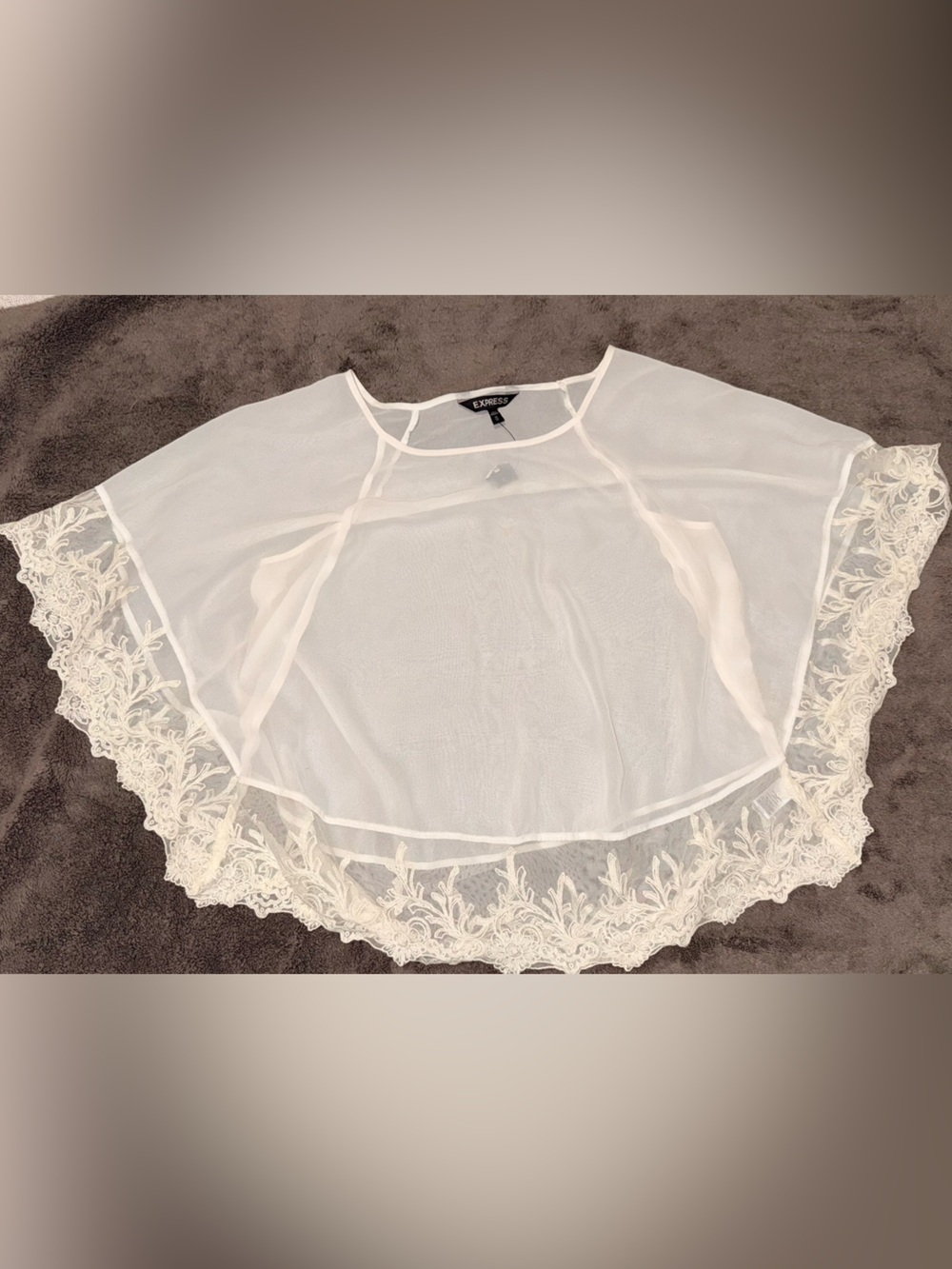 Express Sheer Ivory Blouse with Trim